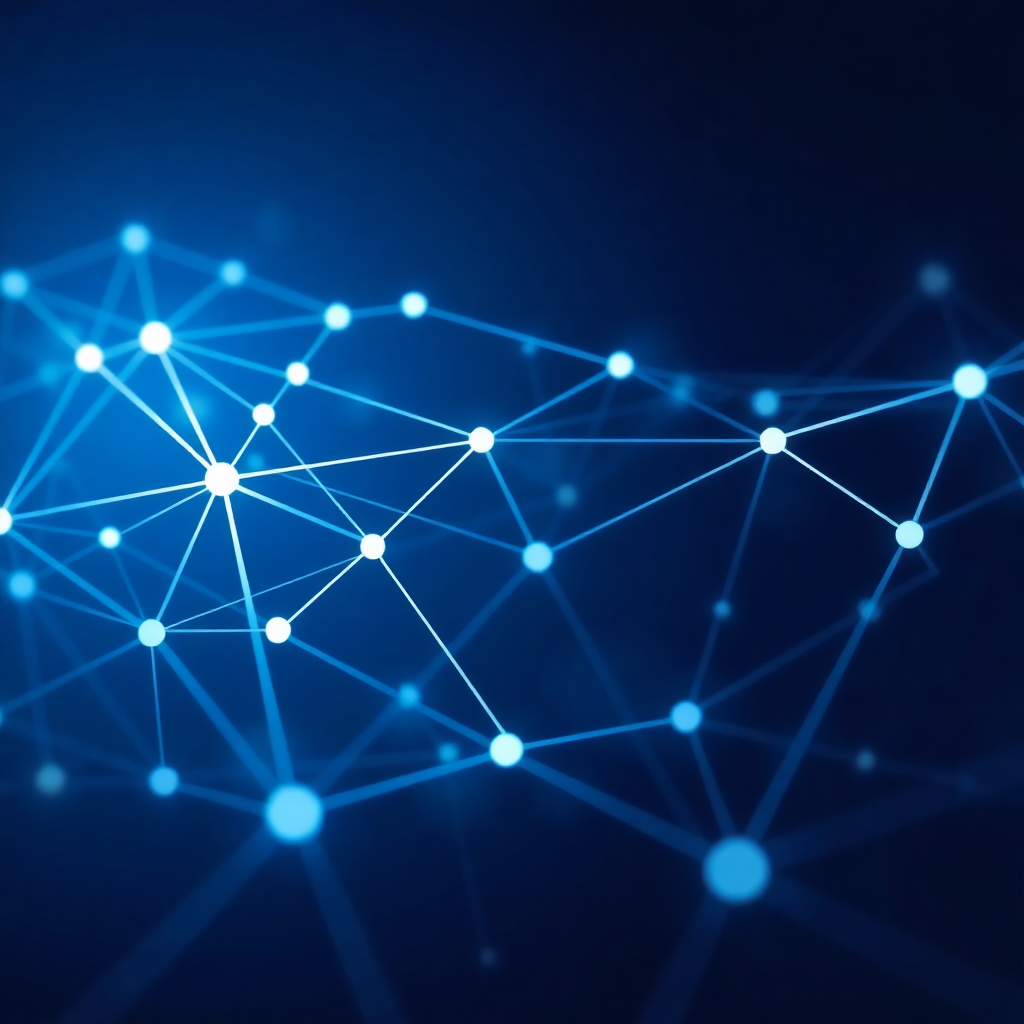 abstract network connections and nodes, dark minimal style